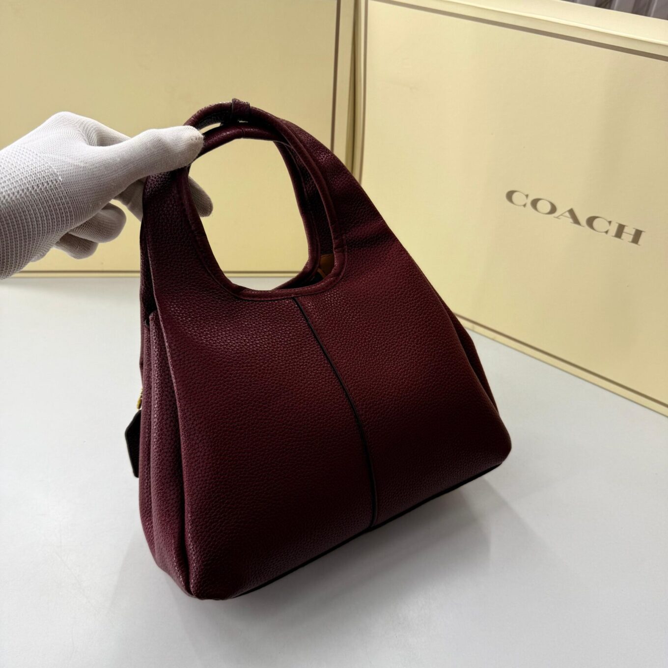 WhatsApp Image 2025-08-24 at 2.32.58 PM (1) Coach Lana Maroon Color Shoulder Bag (With Box)