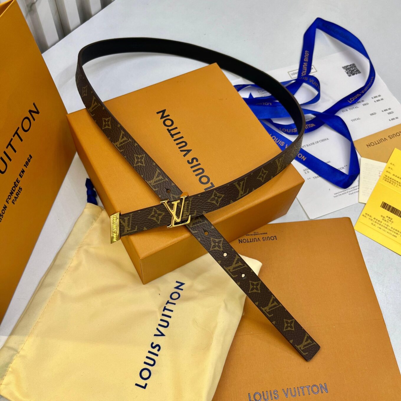 WhatsApp Image 2025-08-26 at 10.37.35 AM Louis Vuitton Initiales Monogram With Gold LV Buckle Women's Belt