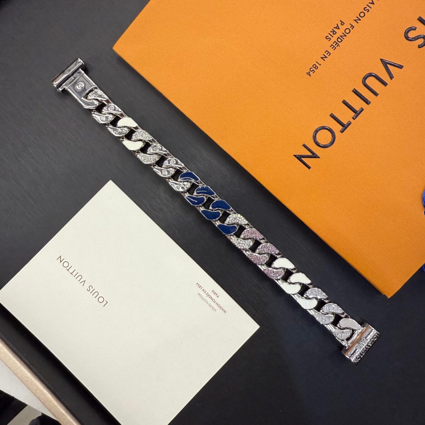 WhatsApp Image 2025-09-05 at 11.56.59 PM (1) Louis Vuitton Tied Up White Blue Pink Fusion Men’s Bracelet
