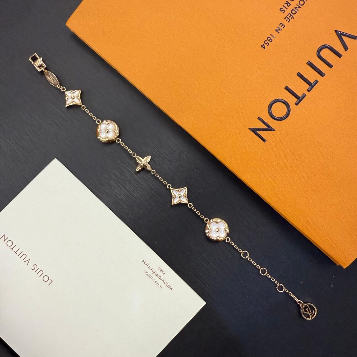 WhatsApp Image 2025-09-05 at 8.51.41 PM (1) Louis Vuitton Iconic Flowragram Gold Color Bracelet