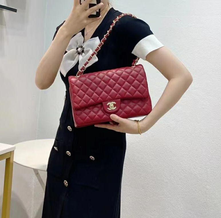 WhatsApp Image 2025-09-12 at 8.50.11 PM (1) Chanel Jumbo Maroon Colour Sling Bag (With Box)