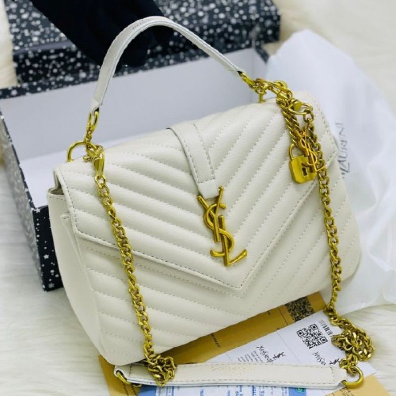 WhatsApp Image 2025-09-16 at 7.17.22 PM Ysl Grain Matelasse White Medium Satchel Bag (With Box)