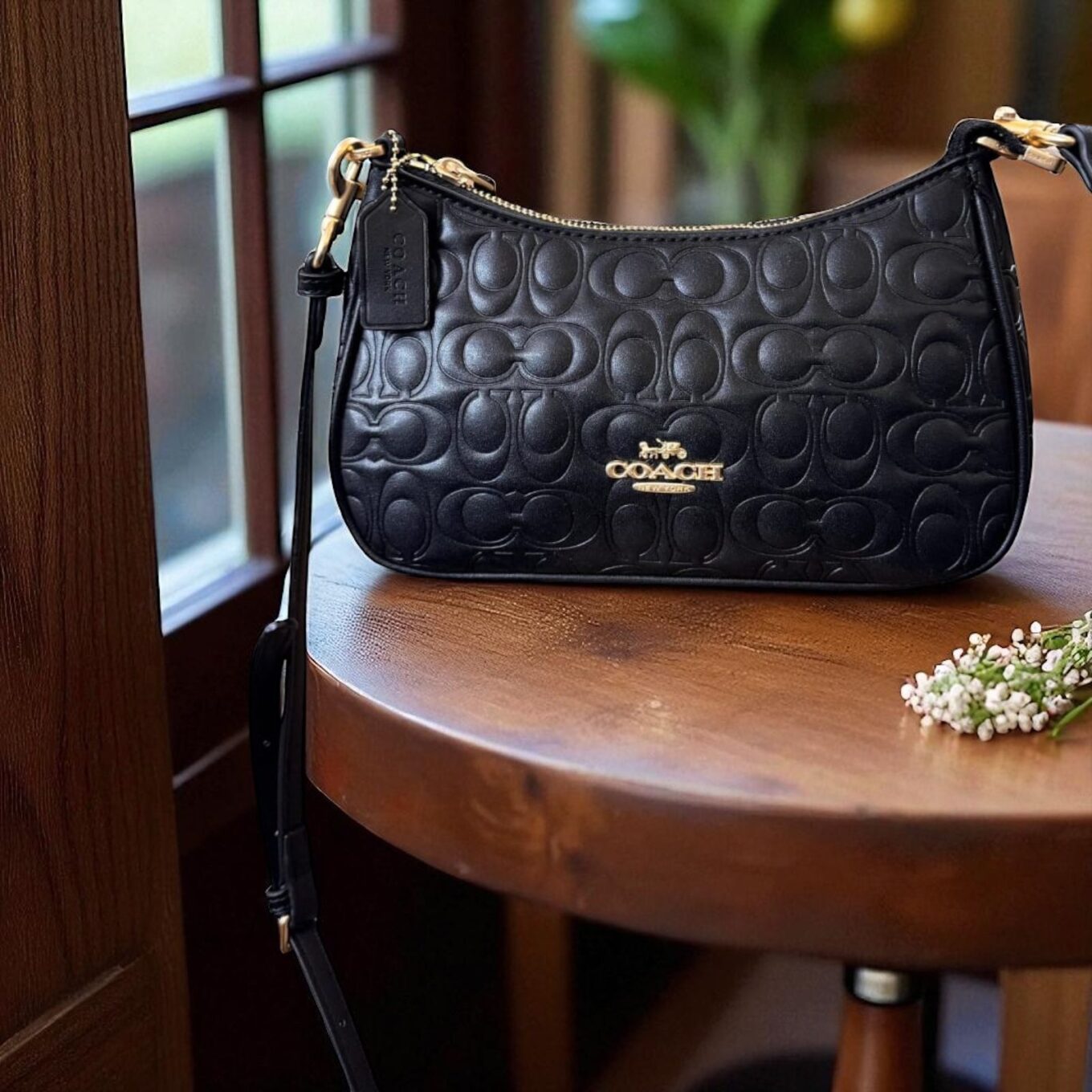 WhatsApp Image 2025-09-24 at 6.30.53 PM Coach Teri Black Embossed Sling Bag (With Box)