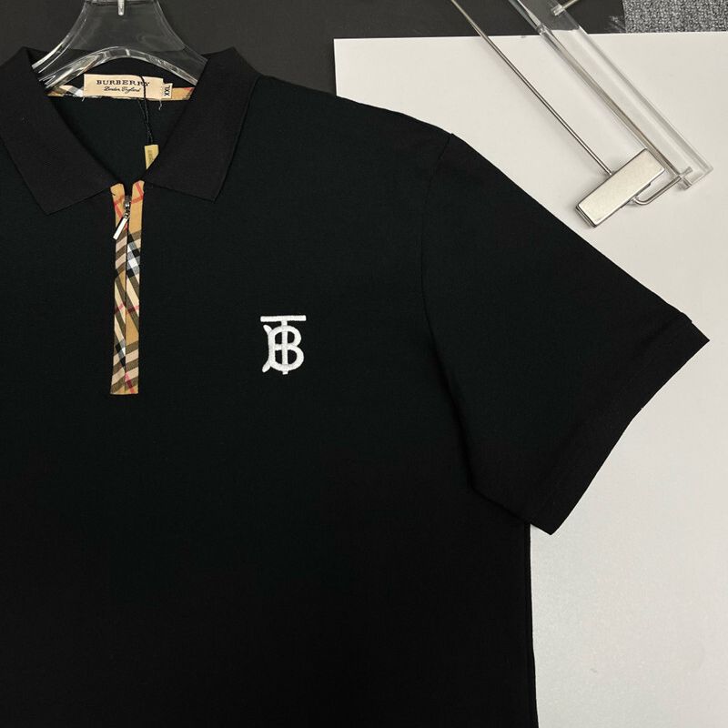 WhatsApp Image 2025-10-01 at 6.06.59 PM (1) Burberry Black Polo Shirt with Monogram Logo & Check Trim
