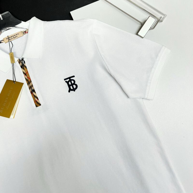 WhatsApp Image 2025-10-01 at 6.23.22 PM (2) Burberry White Polo Shirt with Monogram Logo & Check Trim