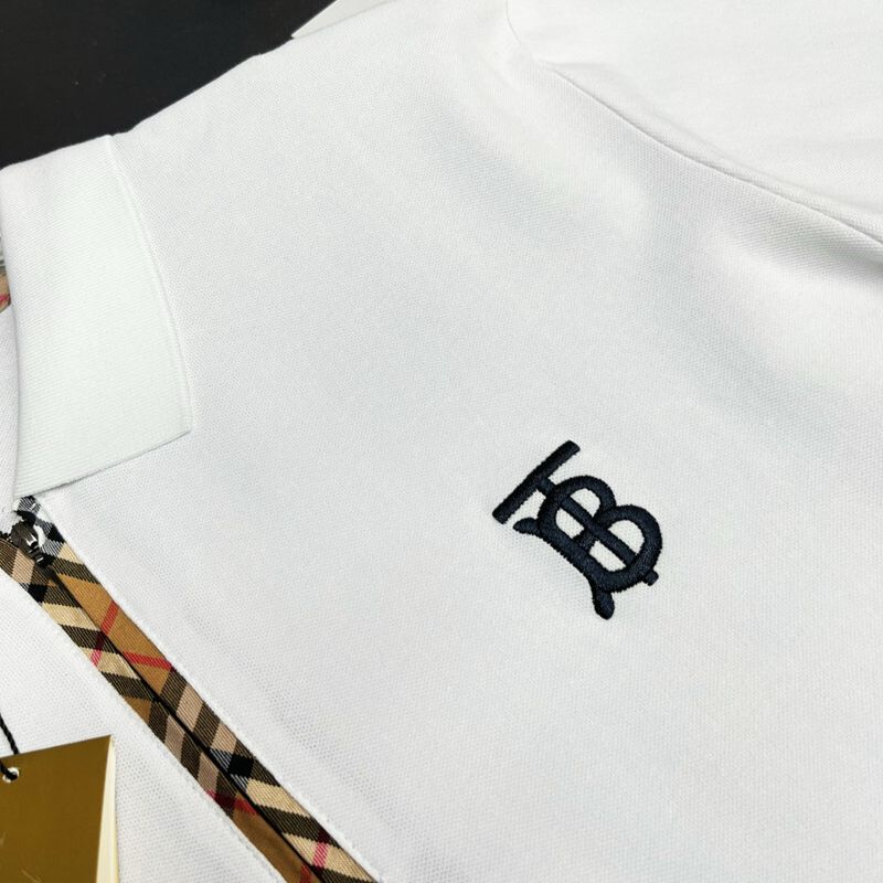 WhatsApp Image 2025-10-01 at 6.23.23 PM (1) Burberry White Polo Shirt with Monogram Logo & Check Trim