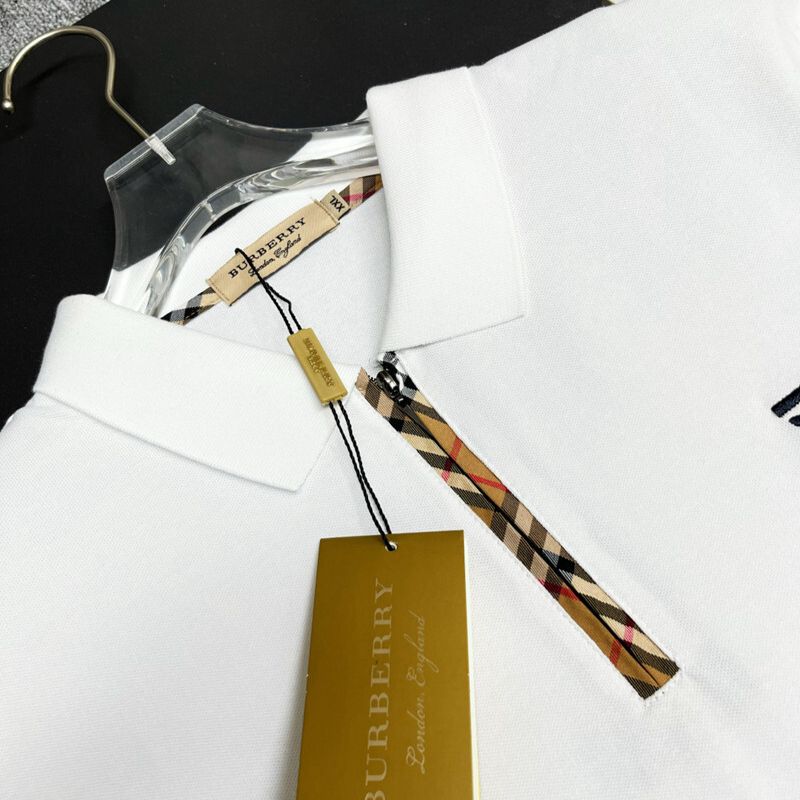 WhatsApp Image 2025-10-01 at 6.23.24 PM Burberry White Polo Shirt with Monogram Logo & Check Trim