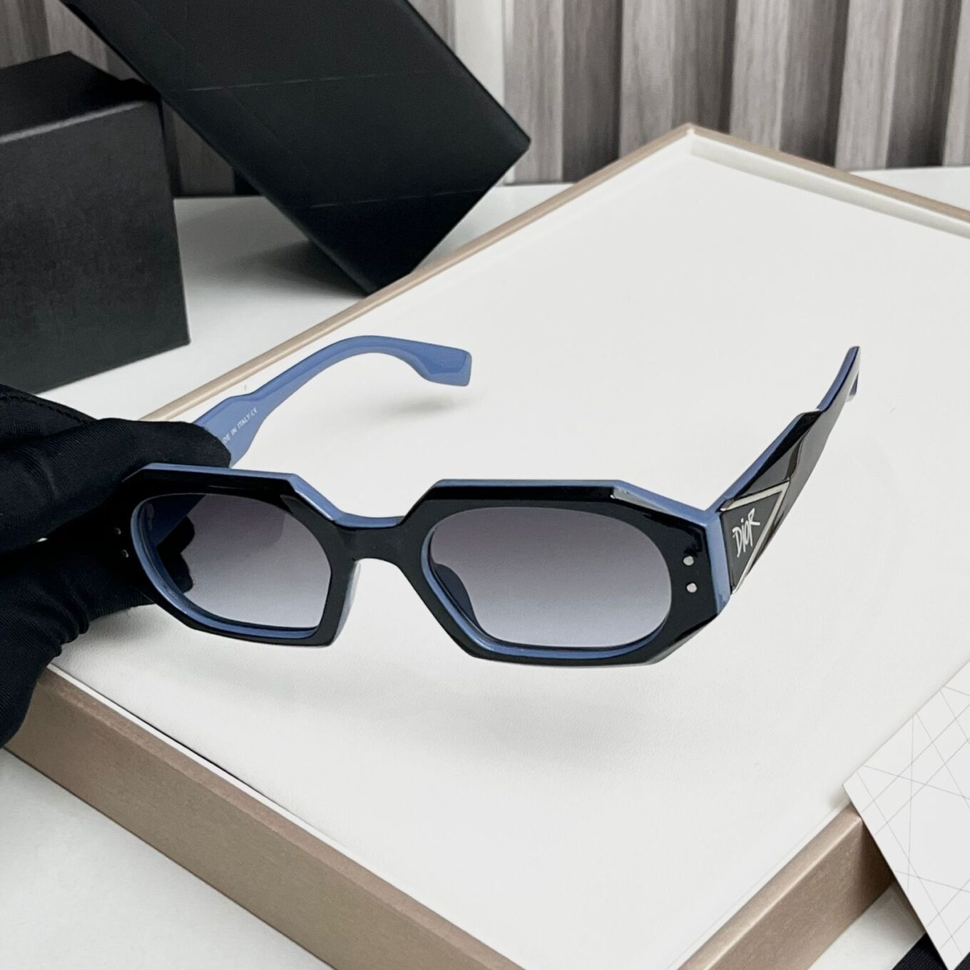 WhatsApp Image 2025-10-13 at 7.08.43 PM (1) Dior Black & Blue Rectangular Sunglass For Women