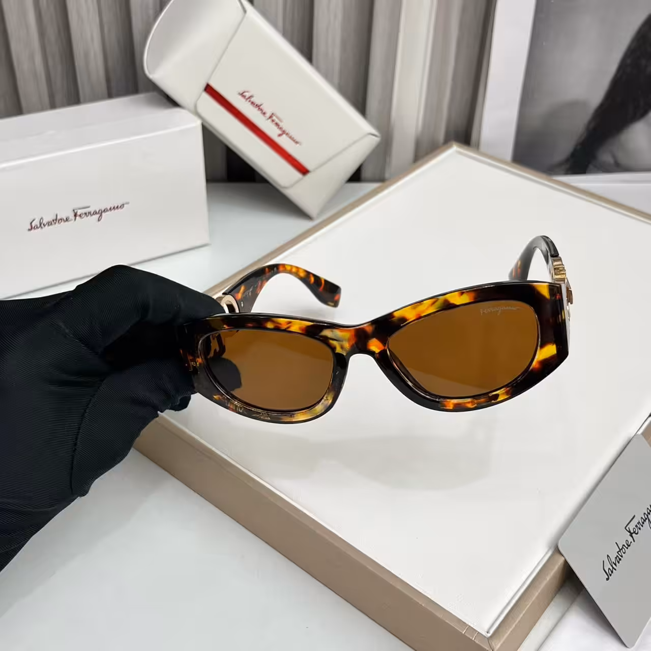 WhatsApp Image 2025-10-16 at 6.18.33 PM Salvatore Ferragamo Tortoiseshell Cat-Eye Gancini Sunglass For Women
