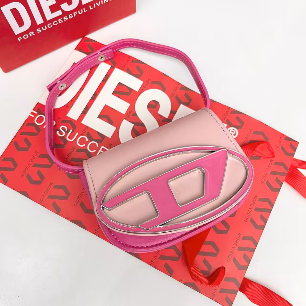 WhatsApp Image 2025-10-22 at 9.16.08 PM Diesel Responsible Pink Color Mini Shoulder Bag (With Box)