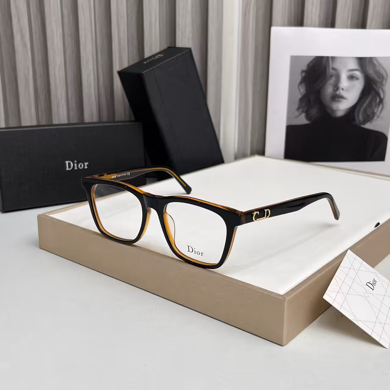 WhatsApp Image 2025-11-03 at 8.01.00 PM Dior CD Wayfarer Black brown Frame Premium Unisex Eyeglass