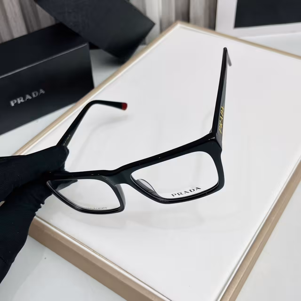 Prada Bold Black Square Optical Frame