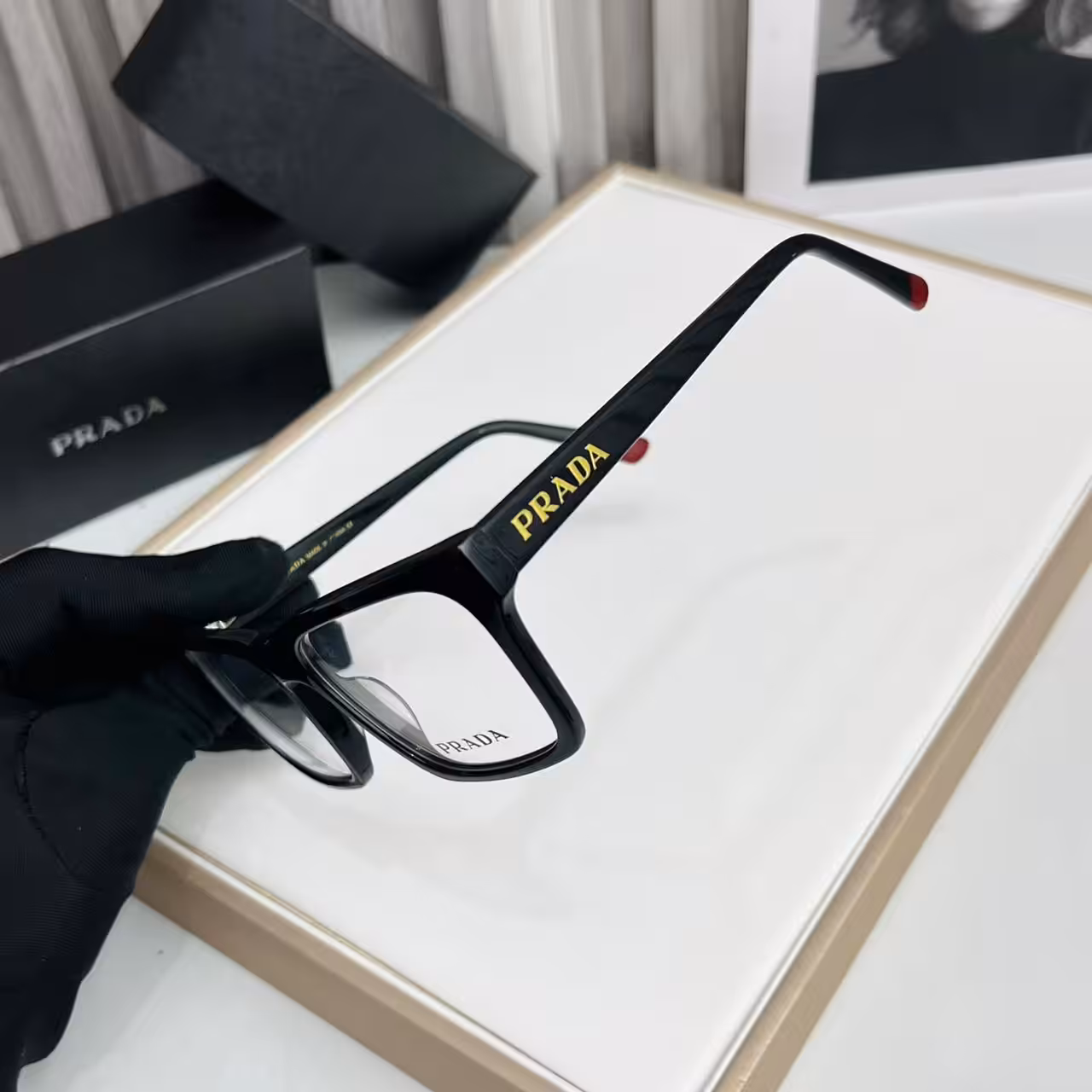 Prada Bold Black Square Optical Frame