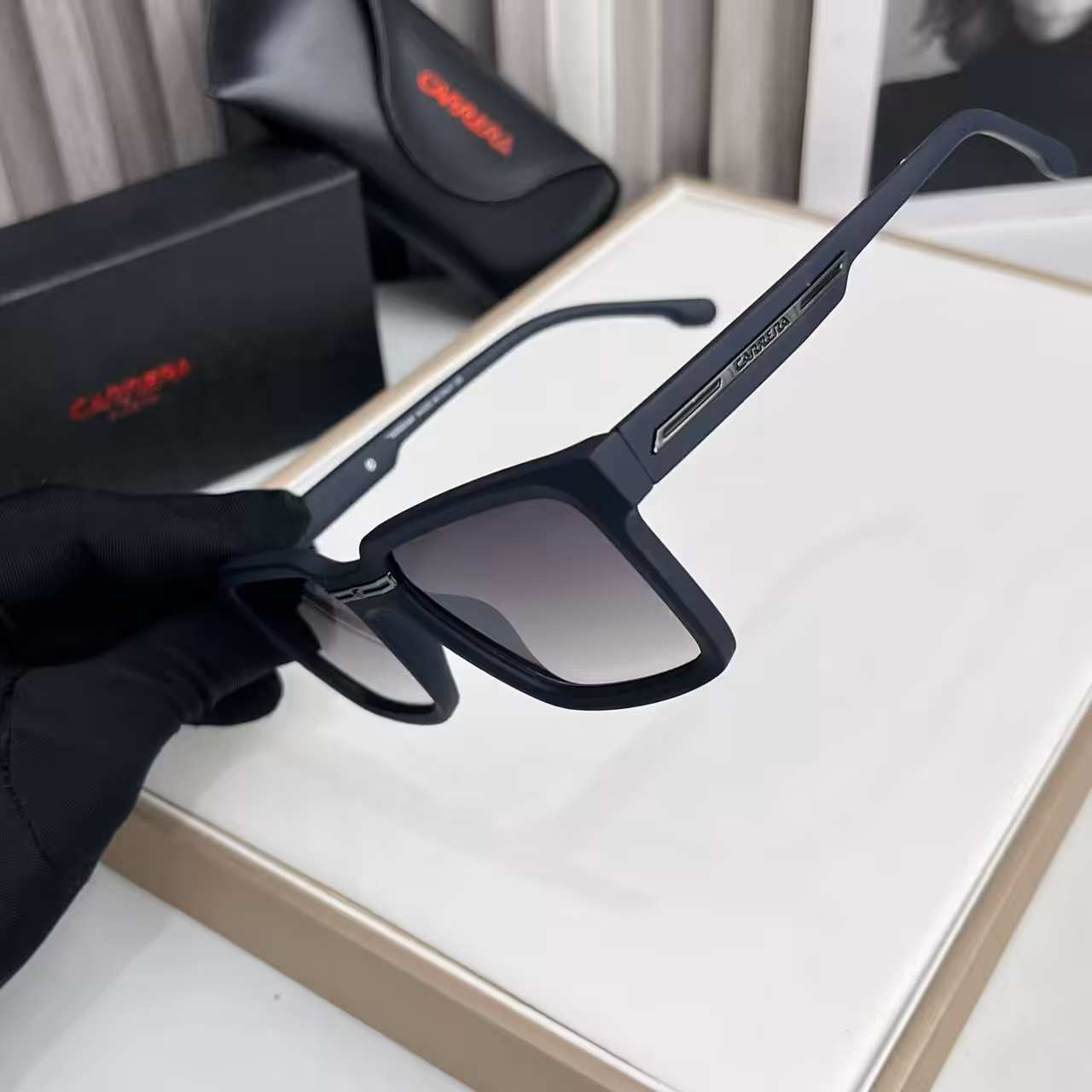 Carrera Matte Navy Rectangle Sunglasses