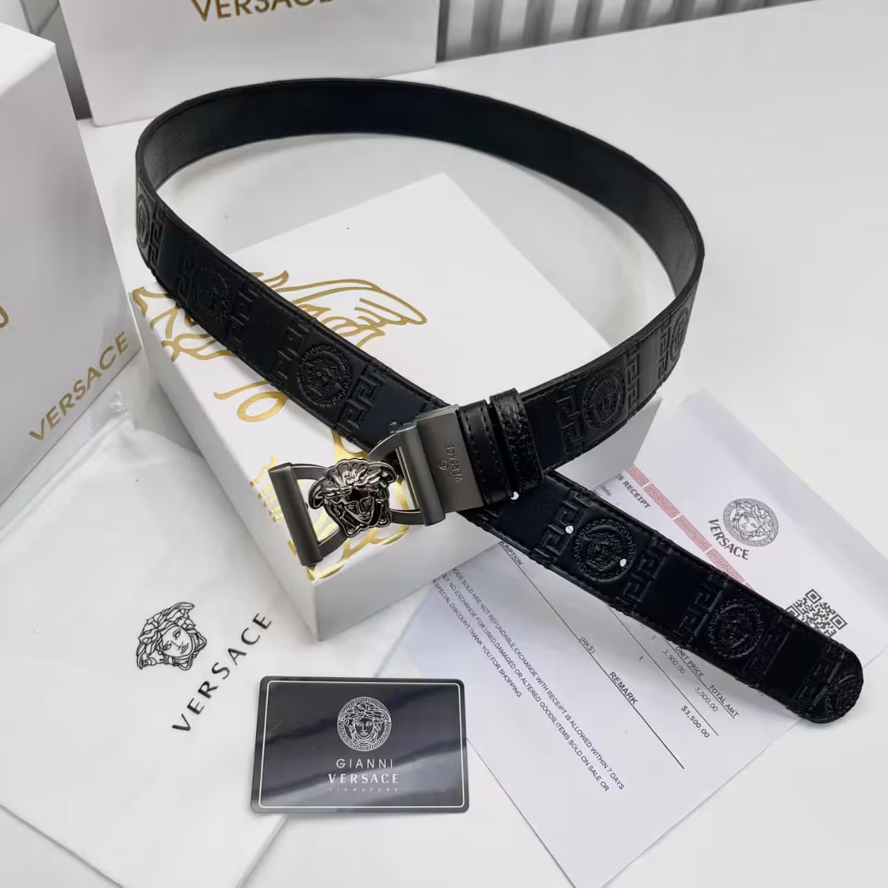 WhatsApp Image 2025-11-28 at 5.16.59 PM Versace Black Embossed Medusa Buckle Men's Belt