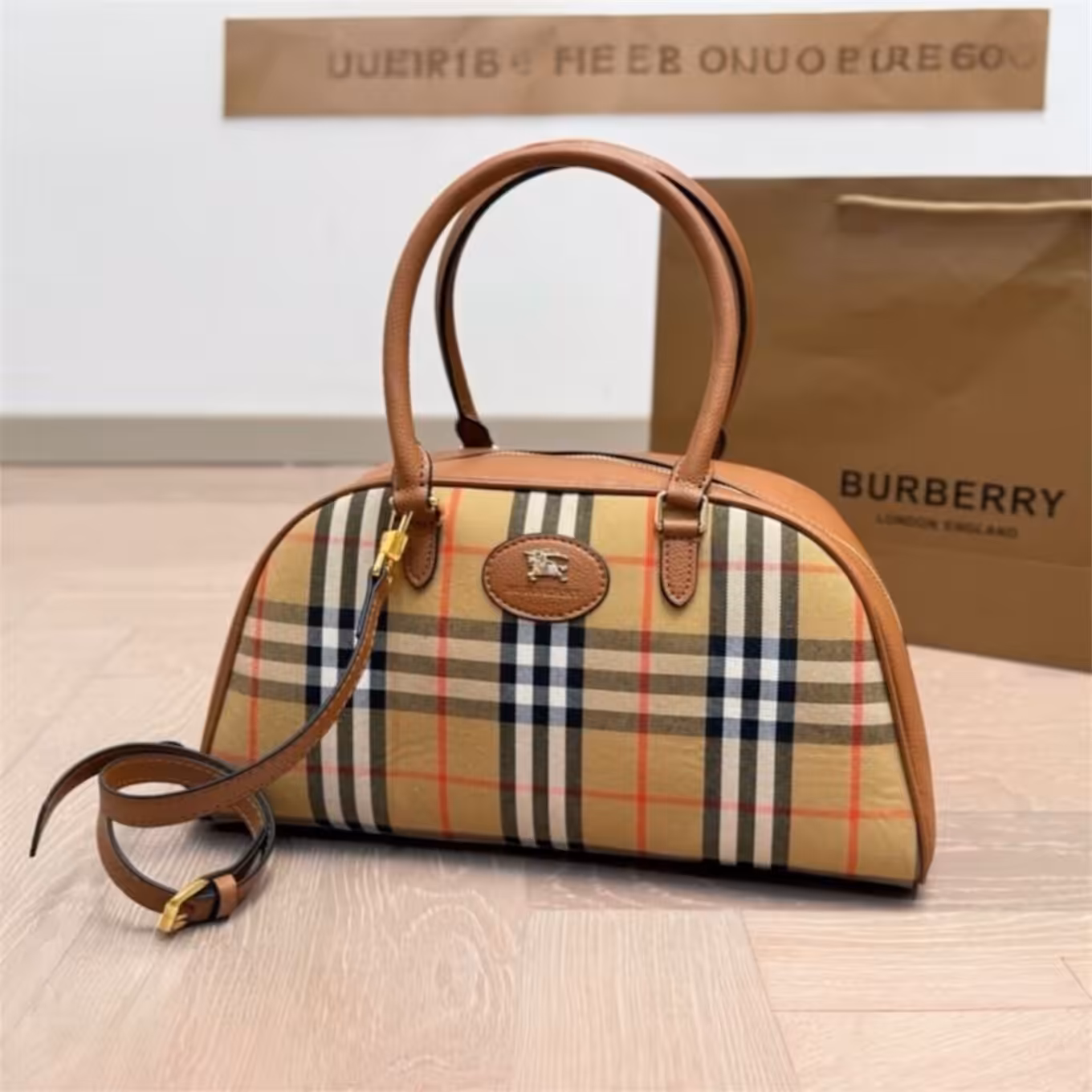 WhatsApp Image 2025-12-14 at 12.00.13 PM Burberry Highlands Brown Bowling Hand Bag