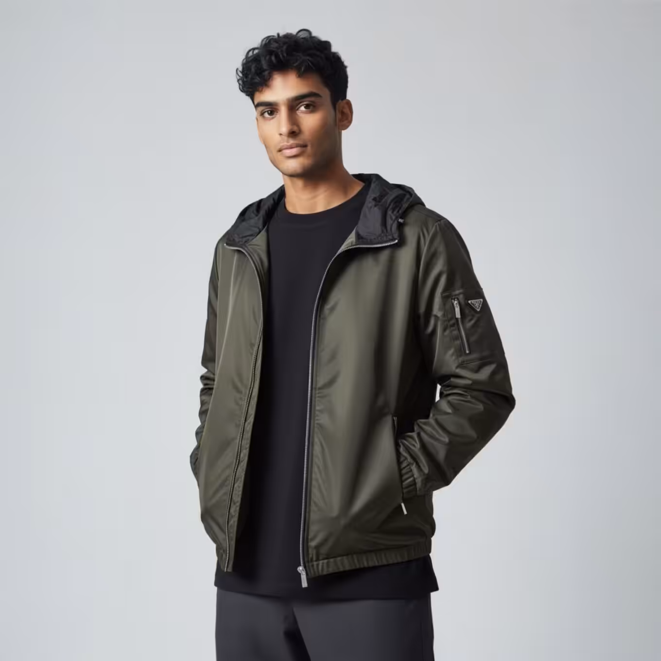 WhatsApp Image 2025-12-23 at 4.53.28 PM Prada Forest Green Bomber Hooded Wind Cheater Jacket
