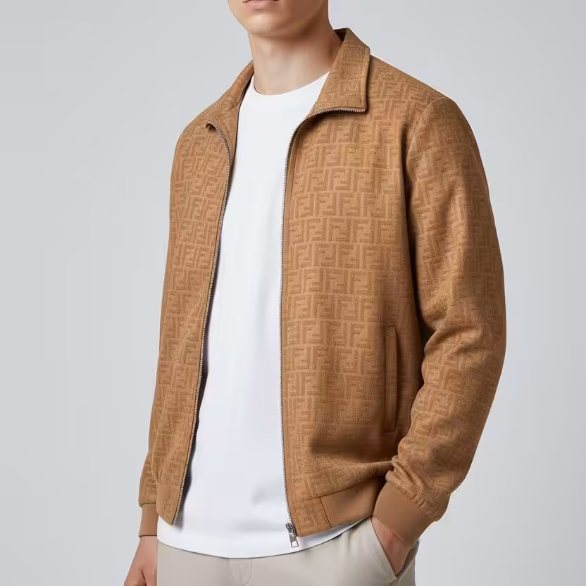WhatsApp Image 2025-12-27 at 12.28.08 PM Fendi FF Embossed Khaki Wind Cheater Jacket