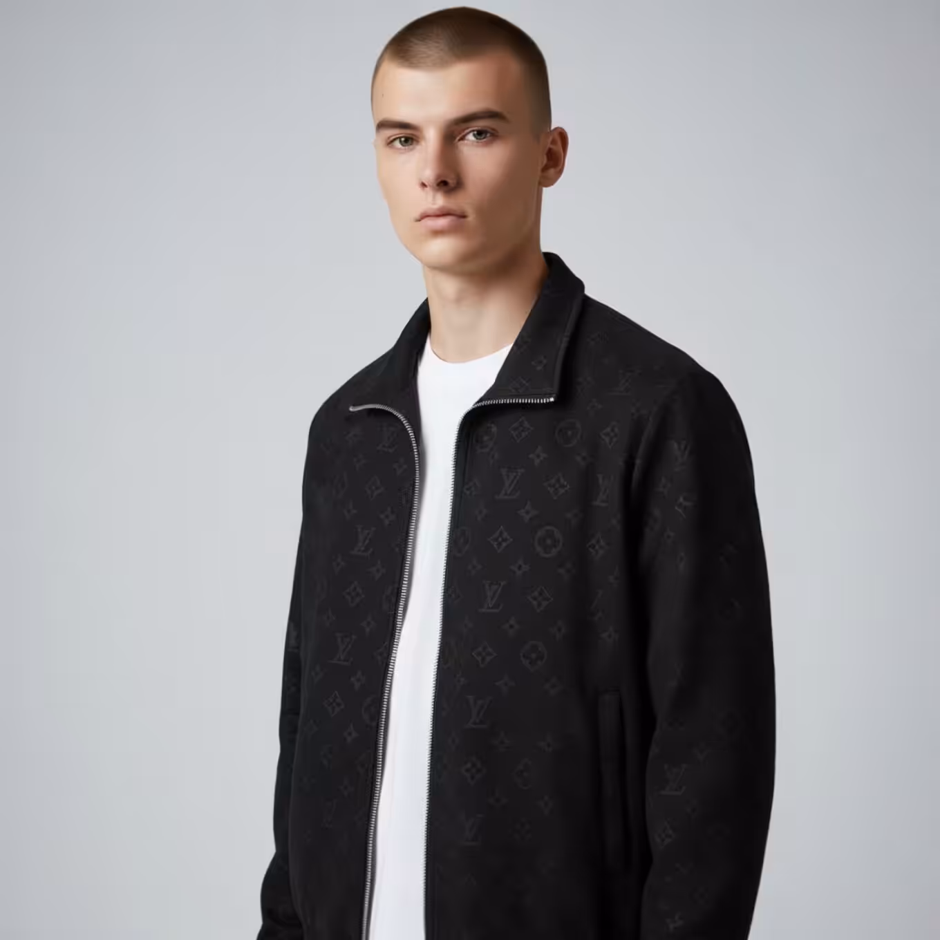 WhatsApp Image 2025-12-29 at 1.50.45 PM (1) Louis Vuitton Embossed Black Wind Cheater Jacket
