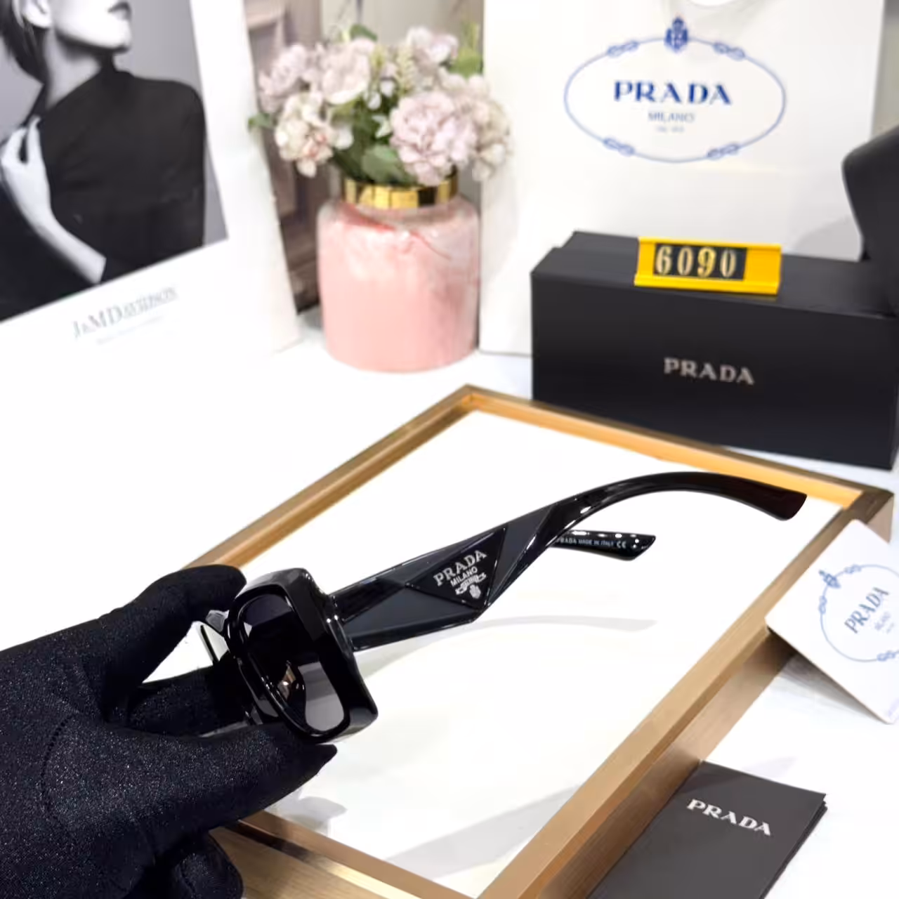 WhatsApp Image 2026-01-08 at 6.00.30 PM Prada Black Square Unisex Sunglass