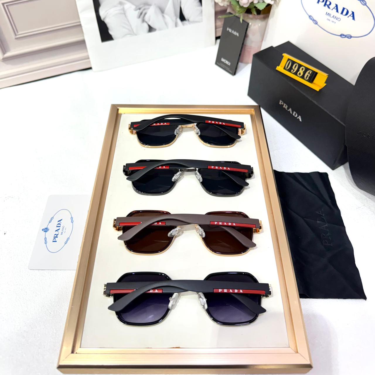 WhatsApp Image 2026-01-08 at 7.00.19 PM Prada Black & Gold Square Unisex Sunglasses