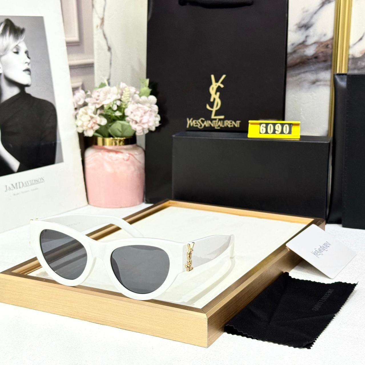 WhatsApp Image 2026-01-09 at 6.14.34 PM YSL Saint Laurent White Cat-Eye Women Sunglasses