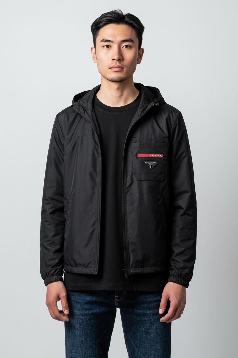 WhatsApp Image 2026-01-17 at 2.16.31 PM Prada Black Re Nylon Hooded Wind Cheater Jacket