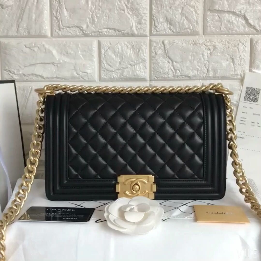 WhatsApp Image 2026-01-23 at 6.25.18 PM Chanel Leboy Medium Black Color Gold Accessories Sling Bag (With Box)