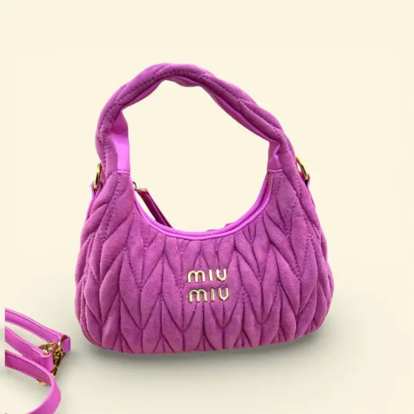 Miu Miu Wander Velvet Magenta Rose Pink Shoulder Bag (With Box)