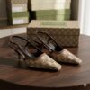 Gucci Beige And Ebony GG Canvas Heel