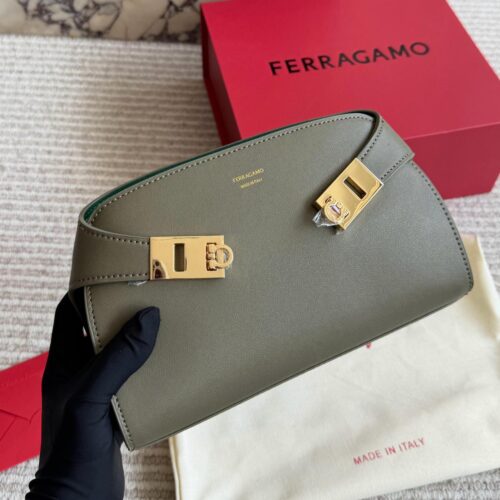 WhatsApp Image 2026-05-06 at 1.04.11 PM Ferragamo Hug Mini Olive Premium Crossbody Bag (With Box)