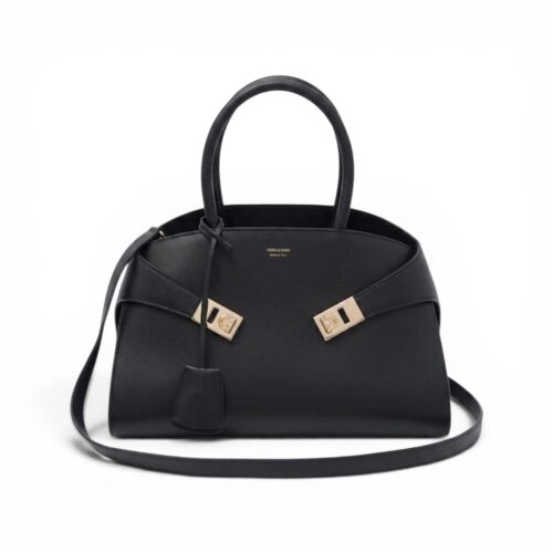 WhatsApp Image 2026-05-09 at 6.34.40 PM Salvatore Ferragamo Black Hug Satchel Handbag (With box)