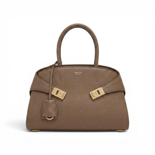 WhatsApp Image 2026-05-09 at 6.37.06 PM Salvatore Ferragamo Khaki Hug Satchel Handbag (With box)