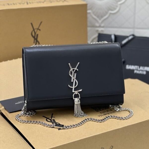 WhatsApp Image 2026-05-28 at 7.33.54 PM (1) YSL Kate Black Silver Sling Bag (With Double Box)