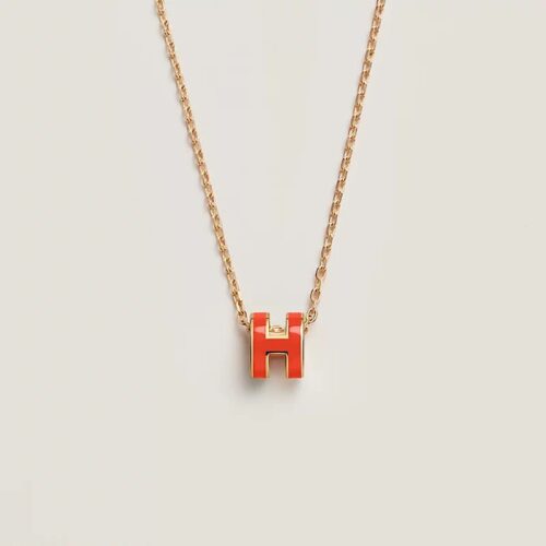 WhatsApp Image 2026-06-03 at 7.56.34 PM Hermes Pop H Orange Mini Pendant Necklace