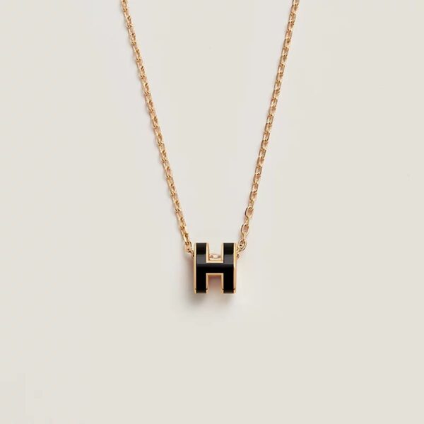 Hermes Pop H Black Mini Pendant Necklace