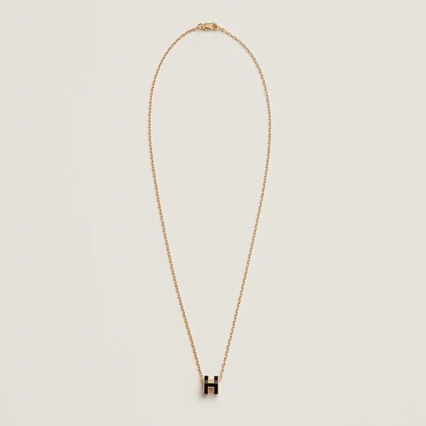 Hermes Pop H Black Mini Pendant Necklace